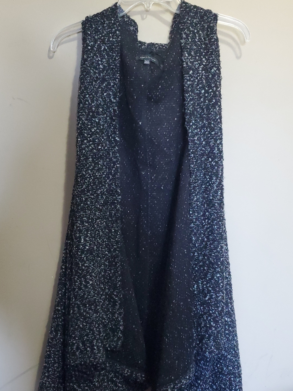 Lloyd & Taylor Sleeveless Open Front Knit Dress - Black Speckled Size Xl